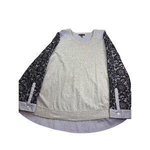 Lane Bryant Womens Mixed Media Top Size 22/24 Sweatshirt Dress Shirt Lace Overla